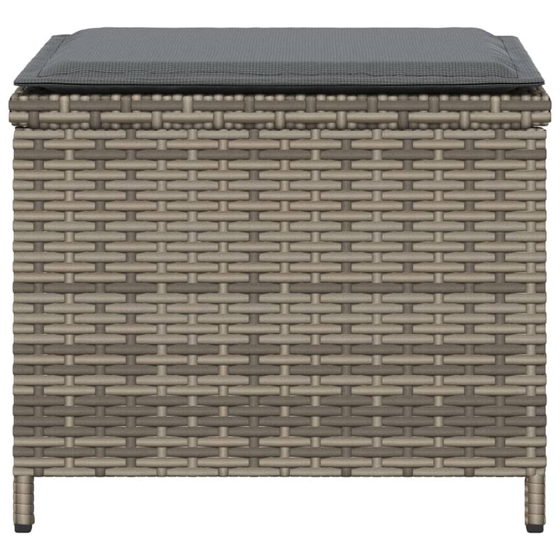 vidaXL Garden Stools with Cushions 4 pcs Grey 41x41x36 cm Poly Rattan