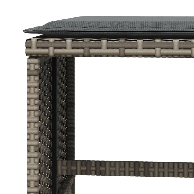 vidaXL Garden Stools with Cushions 4 pcs Grey 41x41x36 cm Poly Rattan