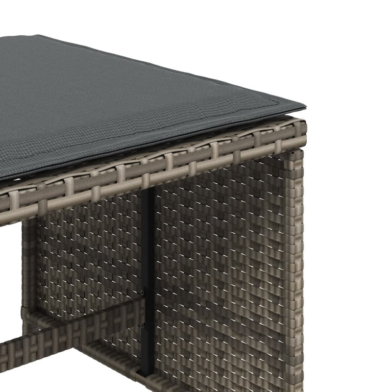 vidaXL Garden Stools with Cushions 4 pcs Grey 41x41x36 cm Poly Rattan