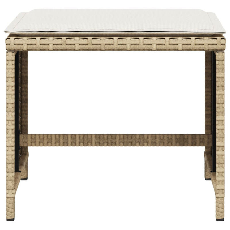 vidaXL Garden Stools with Cushions 4 pcs Beige 41x41x36 cm Poly Rattan