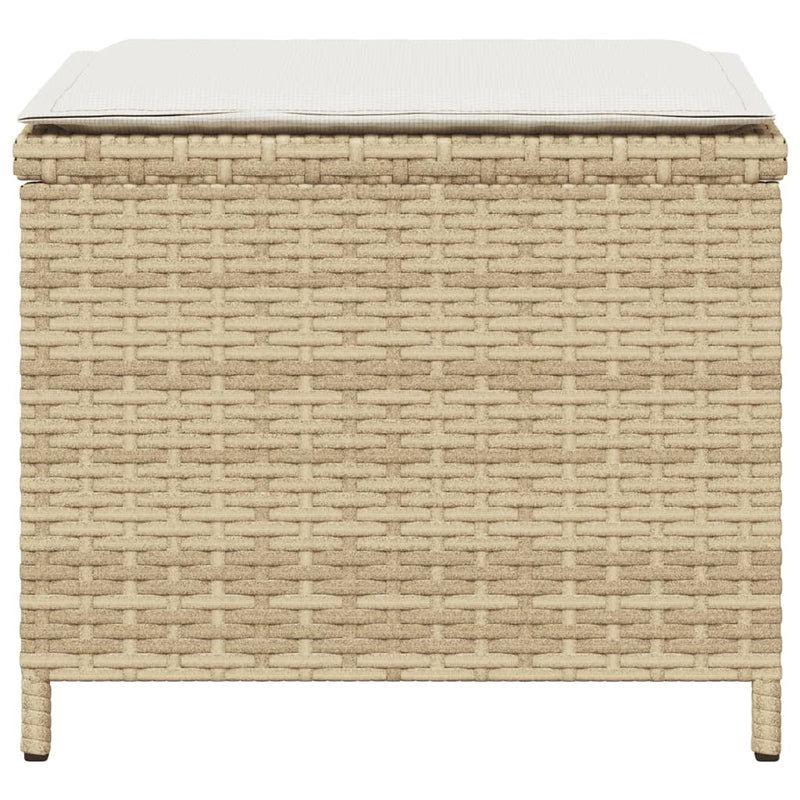 vidaXL Garden Stools with Cushions 4 pcs Beige 41x41x36 cm Poly Rattan