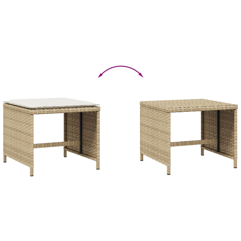 vidaXL Garden Stools with Cushions 4 pcs Beige 41x41x36 cm Poly Rattan