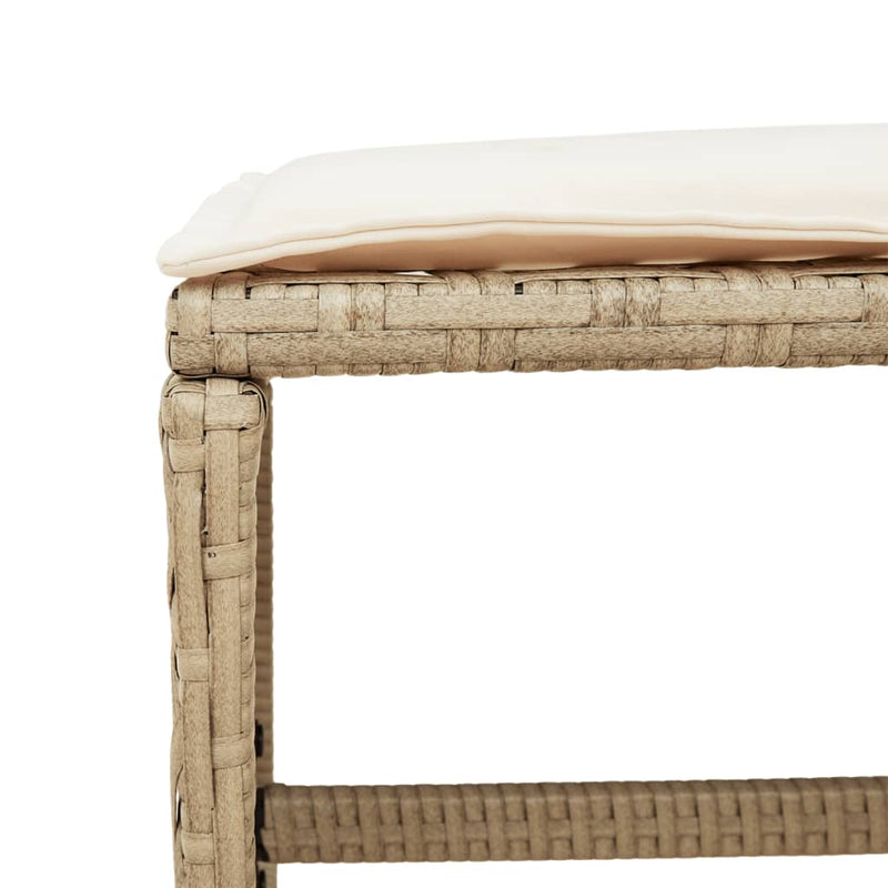 vidaXL Garden Stools with Cushions 4 pcs Beige 41x41x36 cm Poly Rattan