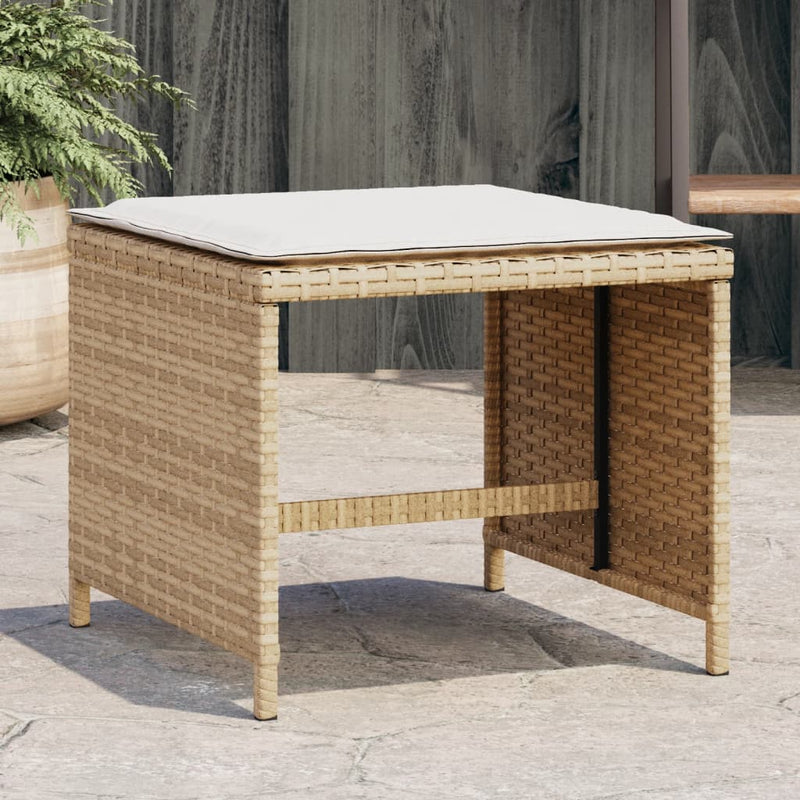vidaXL Garden Stools with Cushions 4 pcs Beige 41x41x36 cm Poly Rattan