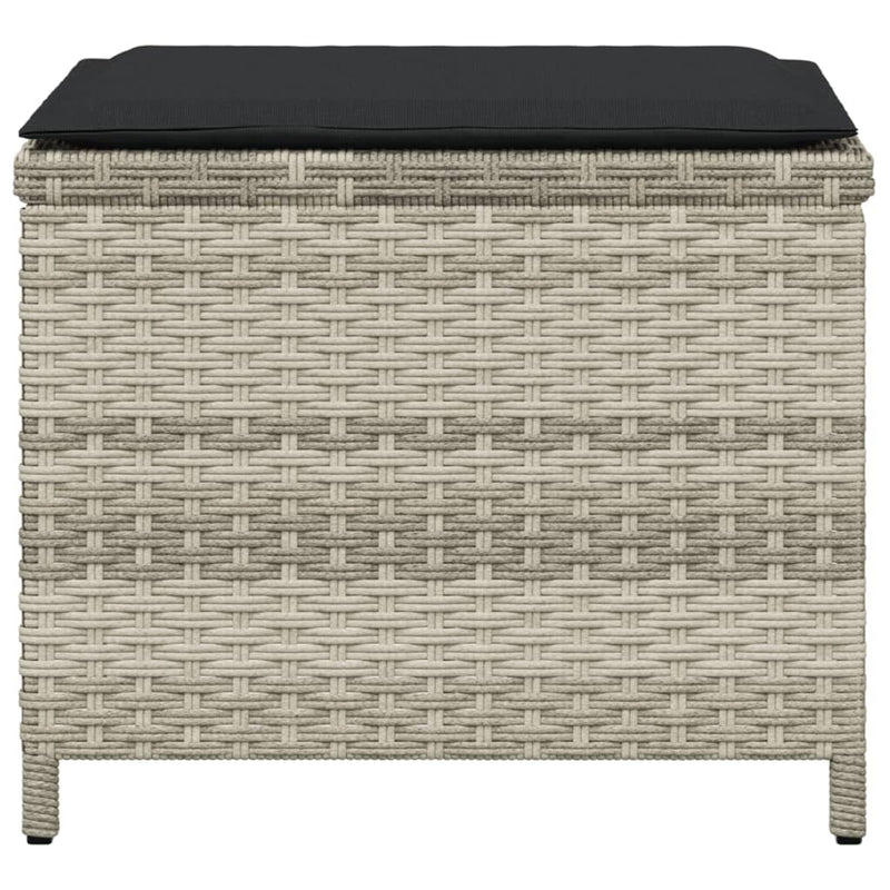vidaXL Garden Stools with Cushions 4 pcs Light Grey 41x41x36 cm Poly Rattan