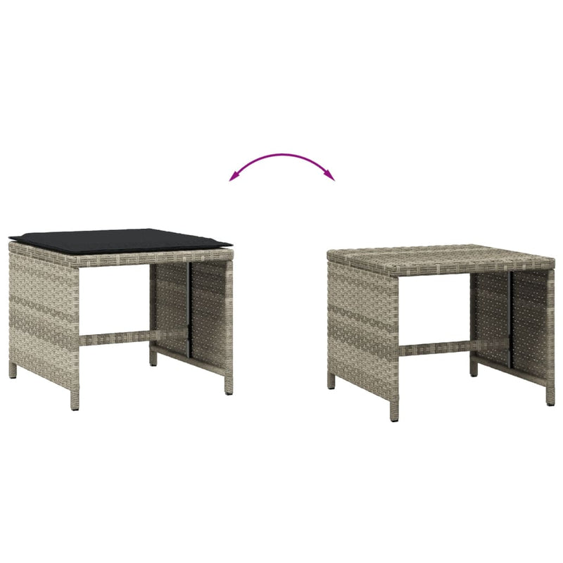 vidaXL Garden Stools with Cushions 4 pcs Light Grey 41x41x36 cm Poly Rattan