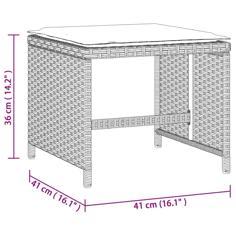 vidaXL Garden Stools with Cushions 4 pcs Light Grey 41x41x36 cm Poly Rattan