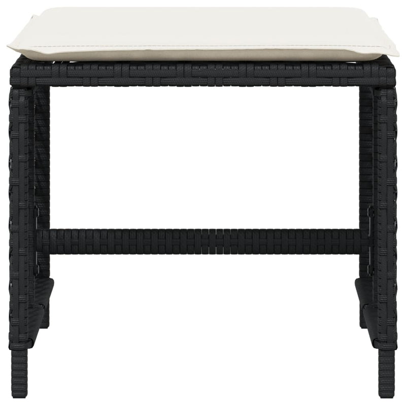 vidaXL Garden Stools with Cushions 4 pcs Black 41x41x36 cm Poly Rattan