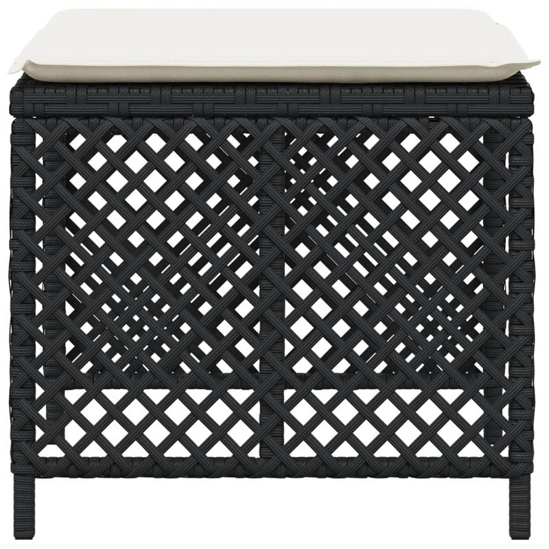 vidaXL Garden Stools with Cushions 4 pcs Black 41x41x36 cm Poly Rattan