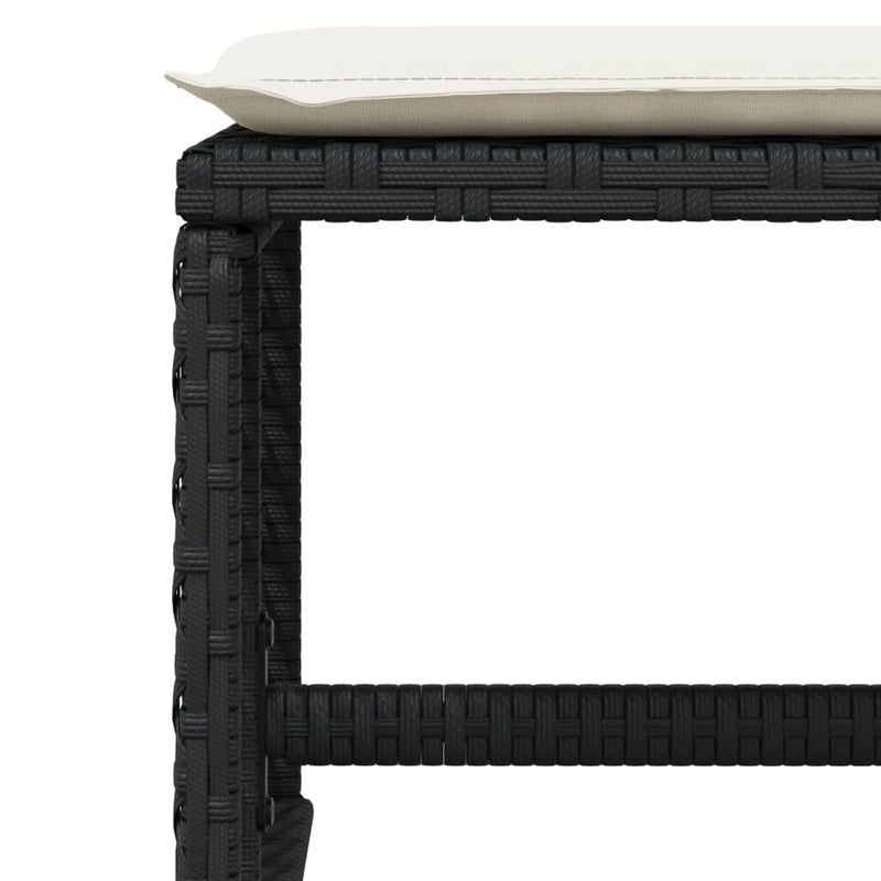 vidaXL Garden Stools with Cushions 4 pcs Black 41x41x36 cm Poly Rattan