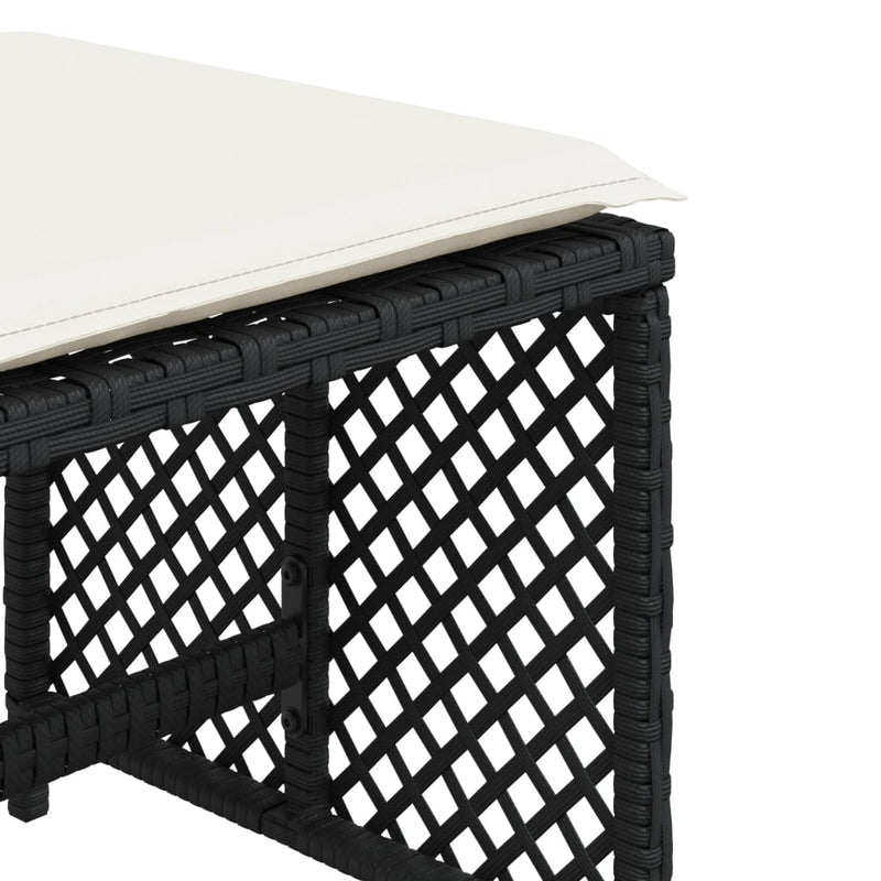 vidaXL Garden Stools with Cushions 4 pcs Black 41x41x36 cm Poly Rattan