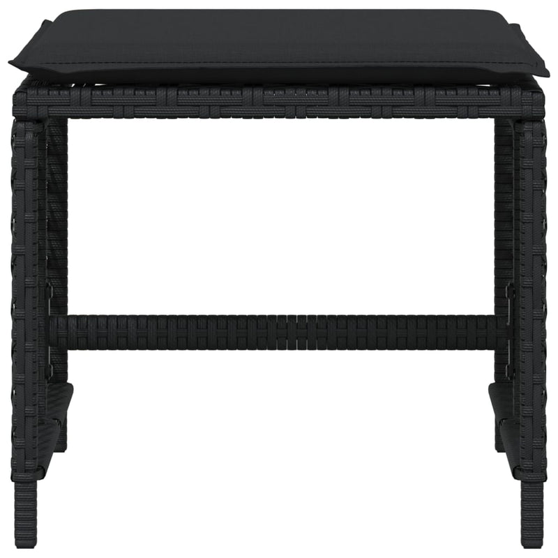 vidaXL Garden Stools with Cushions 4 pcs Black 41x41x36 cm Poly Rattan