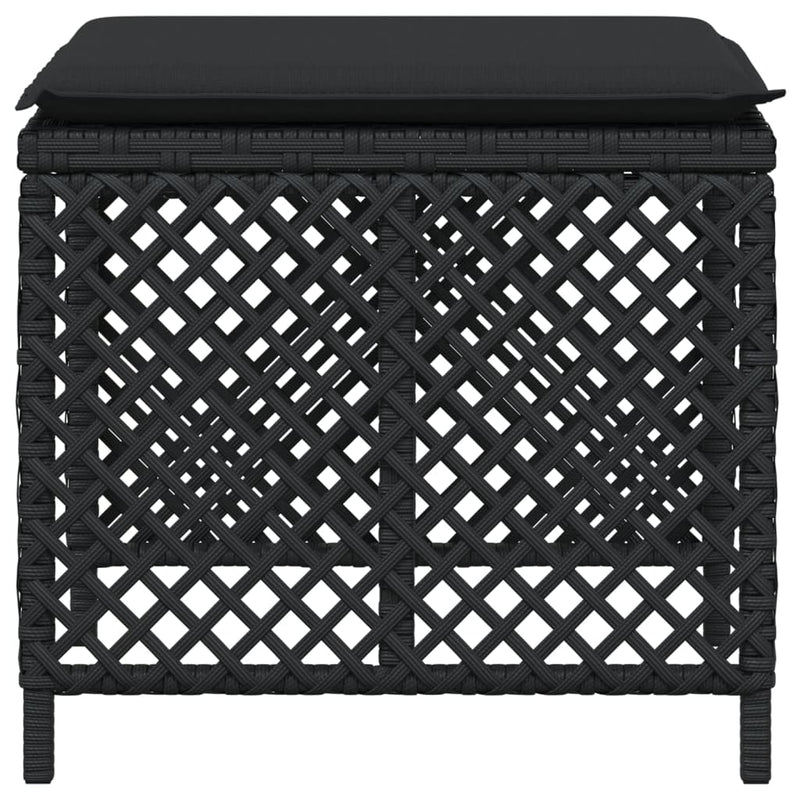 vidaXL Garden Stools with Cushions 4 pcs Black 41x41x36 cm Poly Rattan