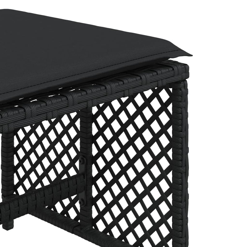 vidaXL Garden Stools with Cushions 4 pcs Black 41x41x36 cm Poly Rattan
