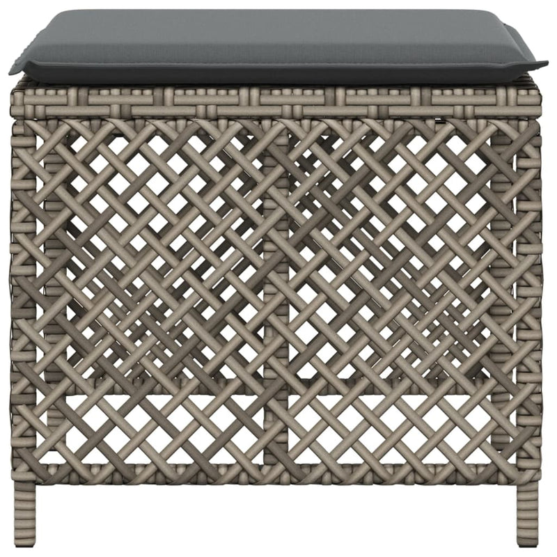 vidaXL Garden Stools with Cushions 4 pcs Grey 41x41x36 cm Poly Rattan