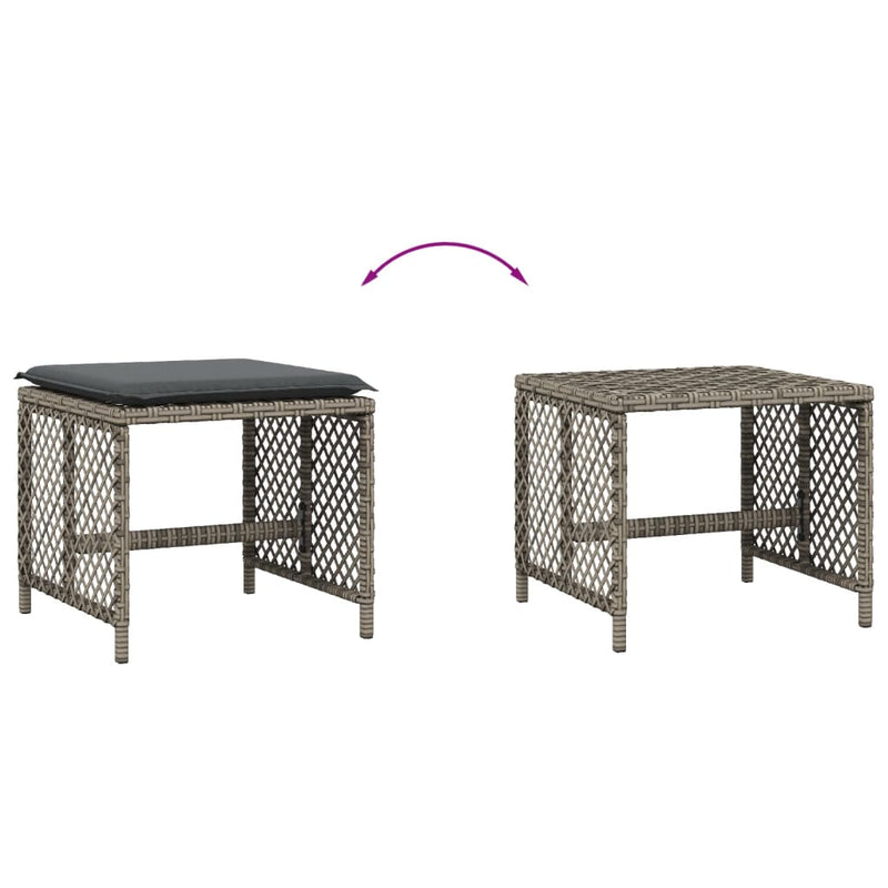 vidaXL Garden Stools with Cushions 4 pcs Grey 41x41x36 cm Poly Rattan