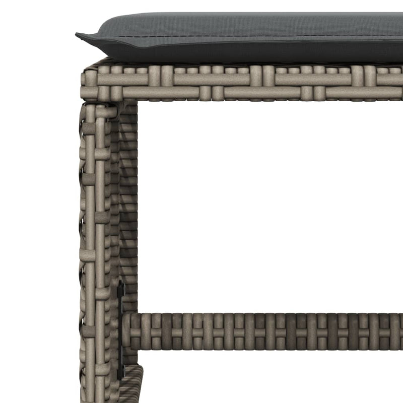 vidaXL Garden Stools with Cushions 4 pcs Grey 41x41x36 cm Poly Rattan