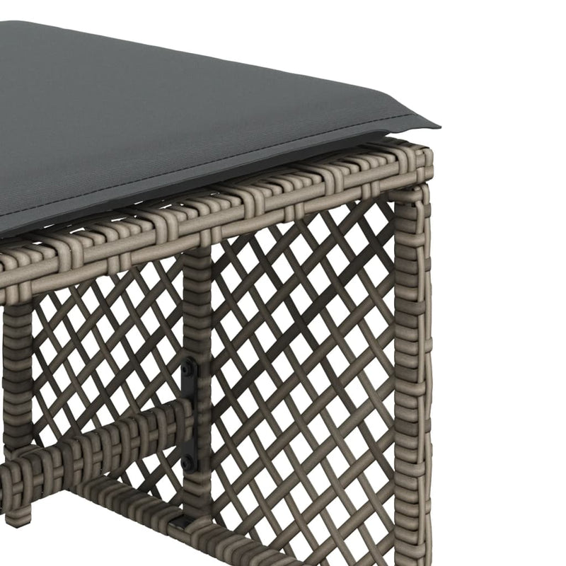 vidaXL Garden Stools with Cushions 4 pcs Grey 41x41x36 cm Poly Rattan