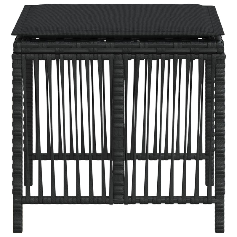 Garden Stools with Cushions 4 pcs Black 41x41x36 cm Poly Rattan