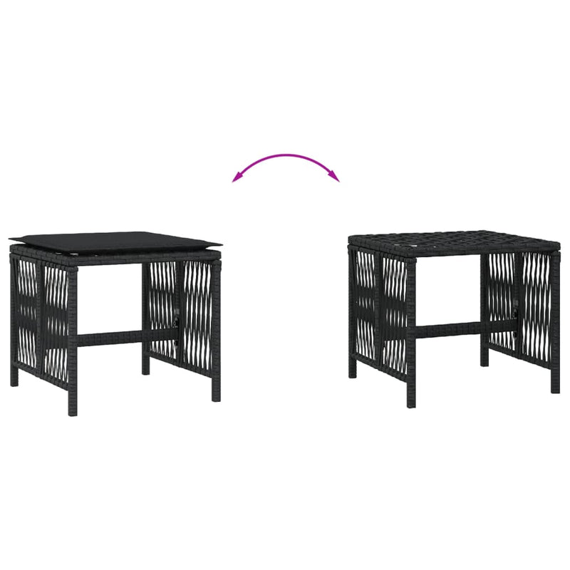 Garden Stools with Cushions 4 pcs Black 41x41x36 cm Poly Rattan