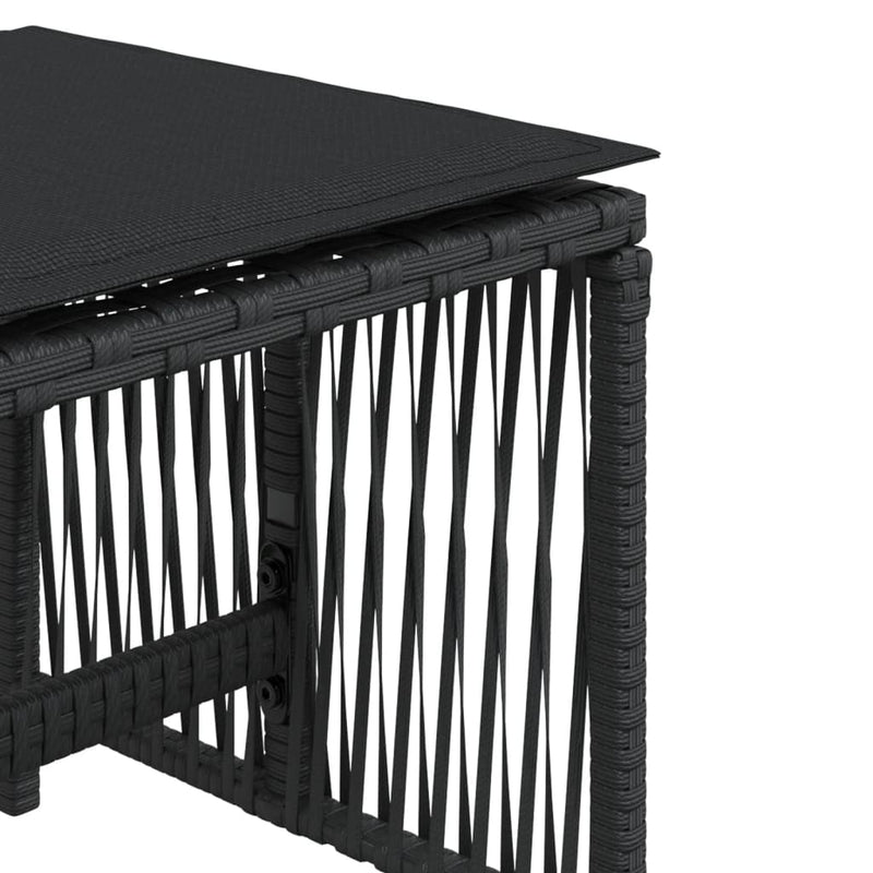 vidaXL Garden Stools with Cushions 4 pcs Black 41x41x36 cm Poly Rattan