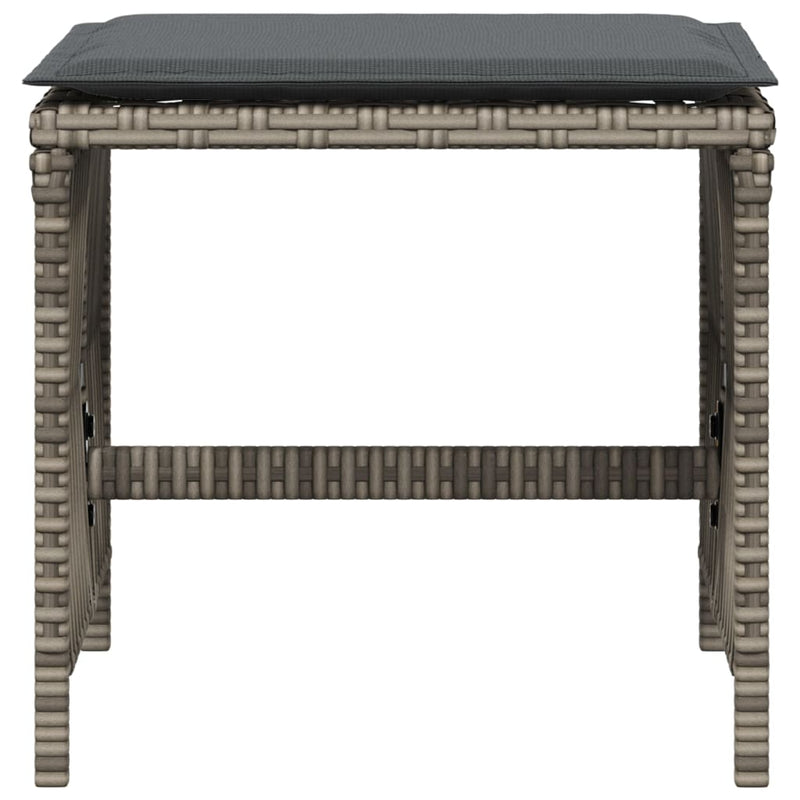 vidaXL Garden Stools with Cushions 4 pcs Grey 41x41x36 cm Poly Rattan