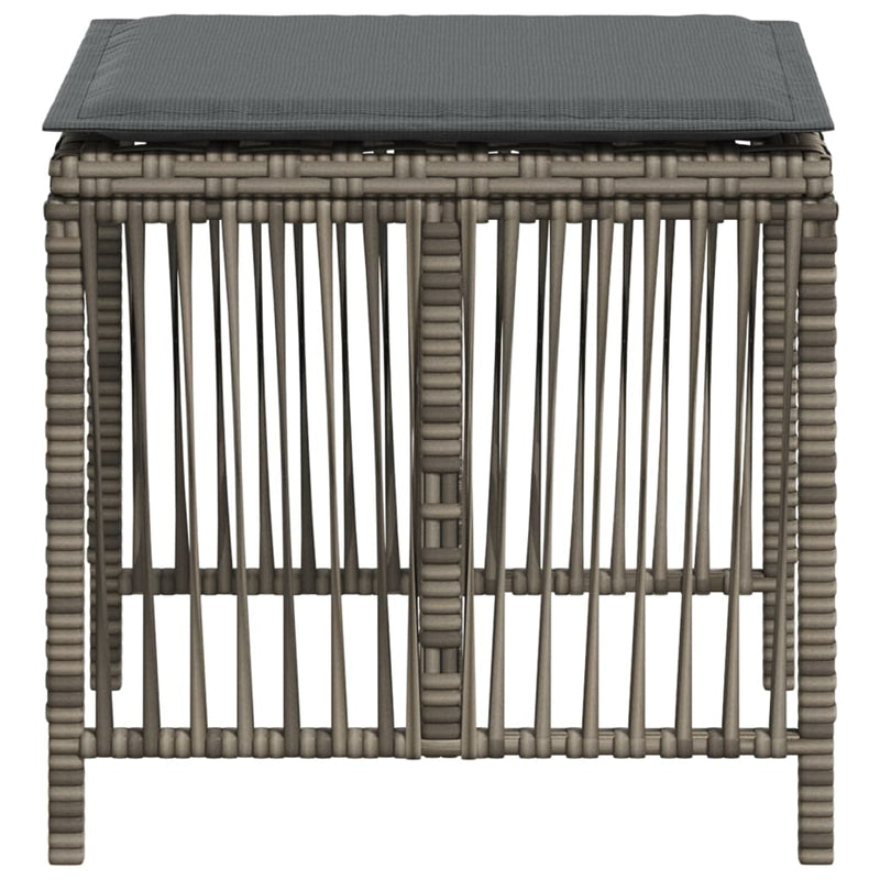 vidaXL Garden Stools with Cushions 4 pcs Grey 41x41x36 cm Poly Rattan