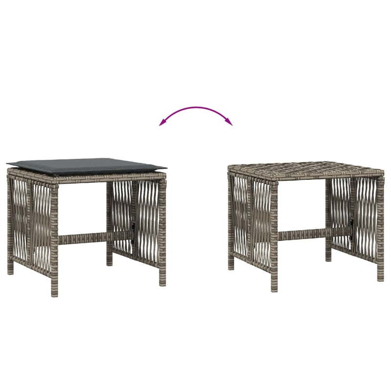 vidaXL Garden Stools with Cushions 4 pcs Grey 41x41x36 cm Poly Rattan