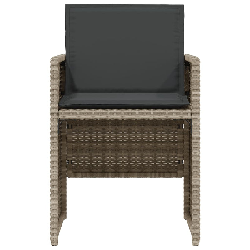 vidaXL 3 Piece Bistro Set with Cushions Light Grey Poly Rattan