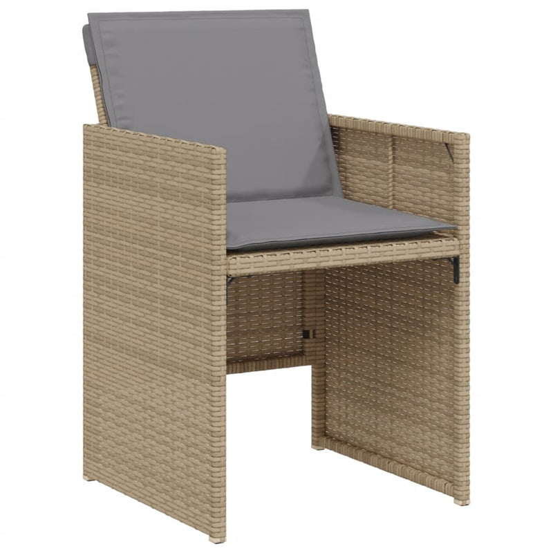 vidaXL 3 Piece Bistro Set with Cushions Mix Beige Poly Rattan