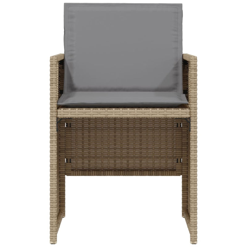 vidaXL 3 Piece Bistro Set with Cushions Mix Beige Poly Rattan