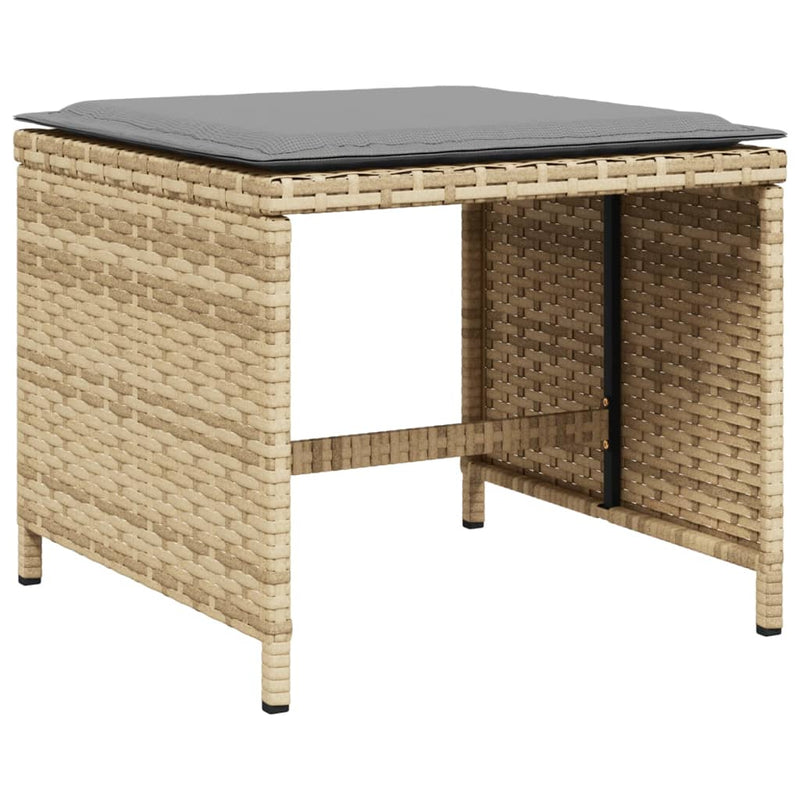 vidaXL 5 Piece Garden Dining Set with Cushions Mix Beige Poly Rattan