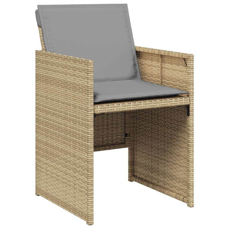 vidaXL 5 Piece Garden Dining Set with Cushions Mix Beige Poly Rattan