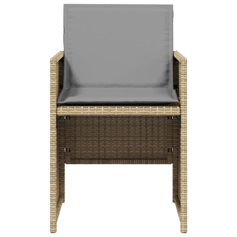 vidaXL 5 Piece Garden Dining Set with Cushions Mix Beige Poly Rattan