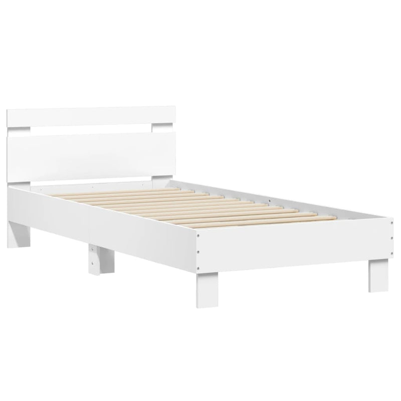 vidaXL Bed Frame without Mattress with Headboard White 90x190 cm