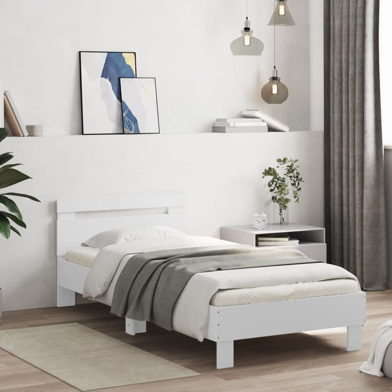 vidaXL Bed Frame without Mattress with Headboard White 90x190 cm