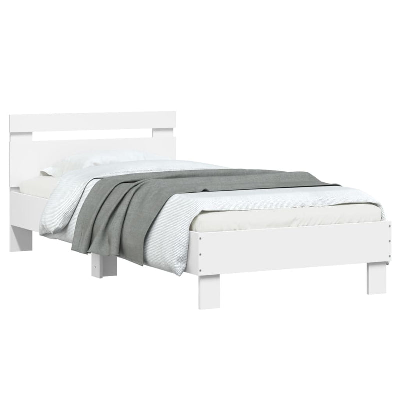 vidaXL Bed Frame without Mattress with Headboard White 90x190 cm