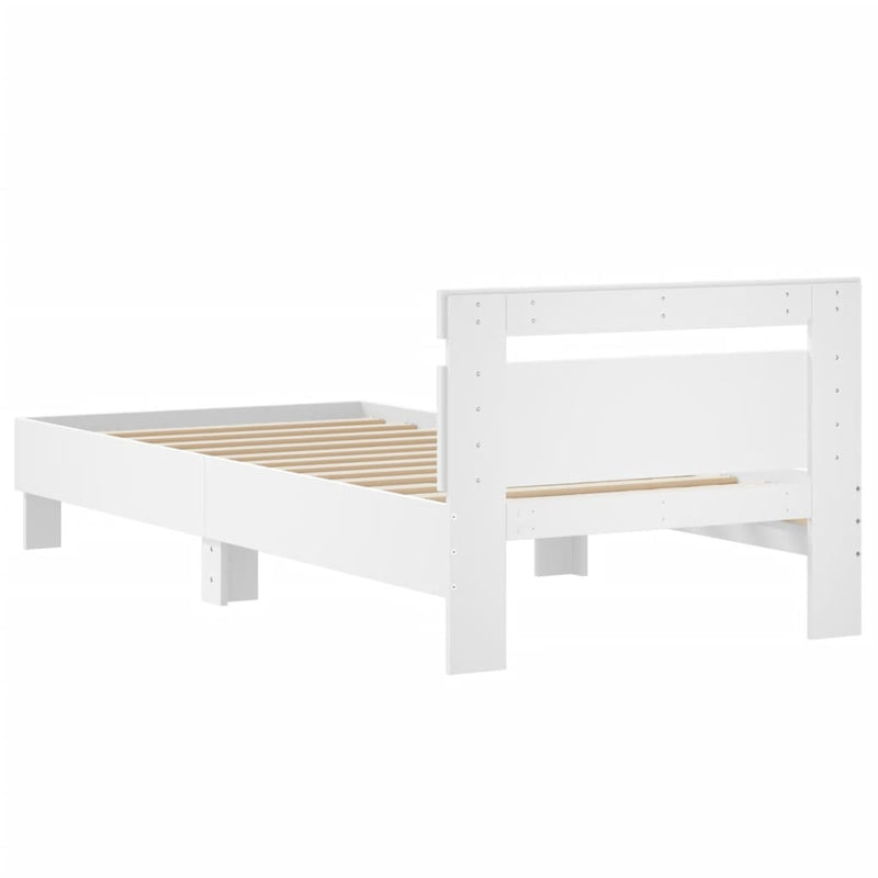 vidaXL Bed Frame without Mattress with Headboard White 90x190 cm