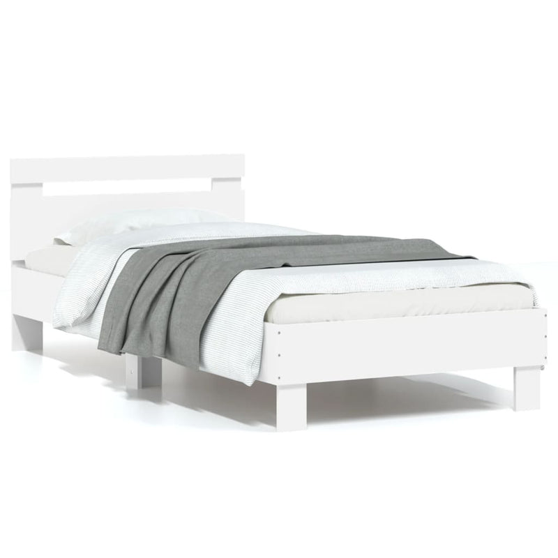 vidaXL Bed Frame without Mattress with Headboard White 90x190 cm
