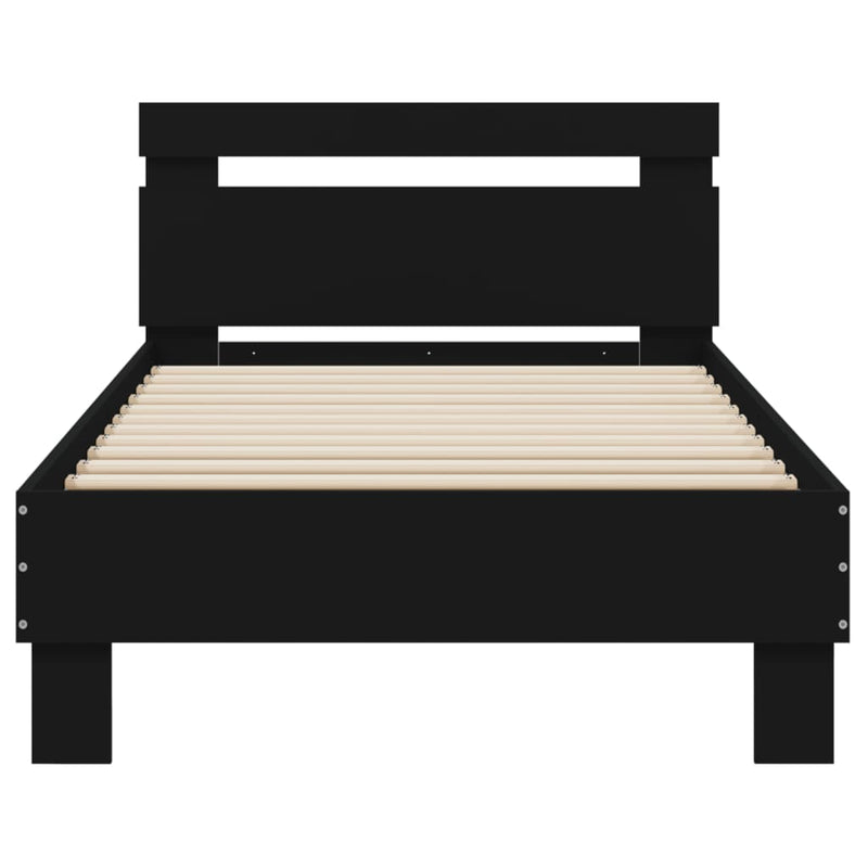 Bed Frame with Headboard Black 90x190 cm Engineered wood