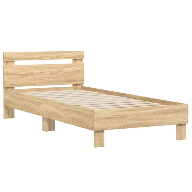 Bed Frame with Headboard Sonoma Oak 90x190 cm Engineered wood