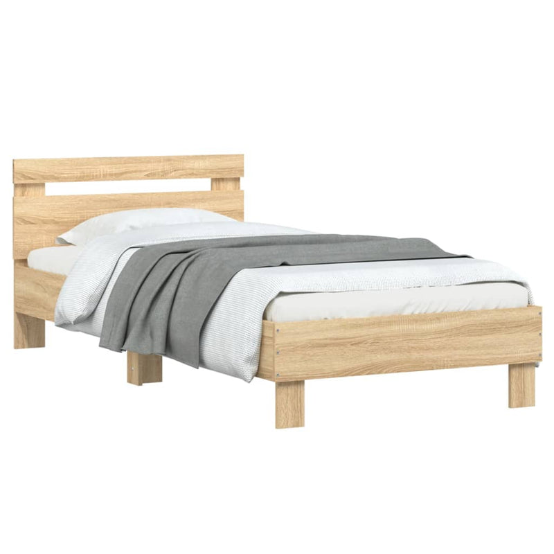 Bed Frame with Headboard Sonoma Oak 90x190 cm Engineered wood