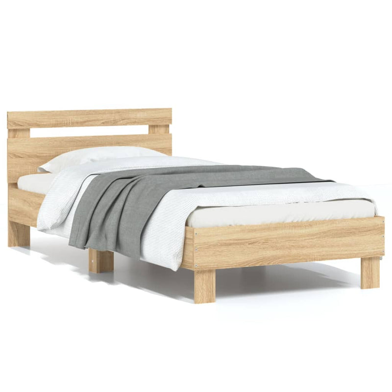 Bed Frame with Headboard Sonoma Oak 90x190 cm Engineered wood