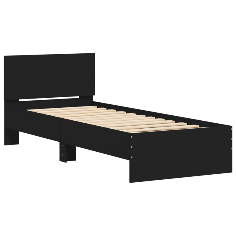 Bed Frame with Headboard Black 90x190 cm Engineered wood