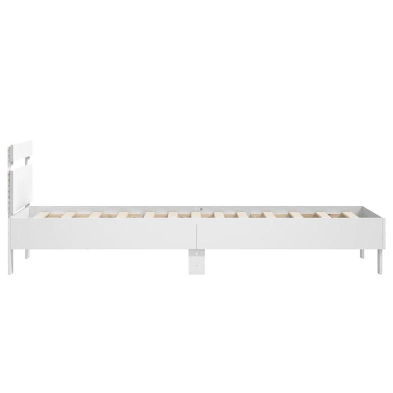 Bed Frame with Headboard and LED Lights White 90x190 cm