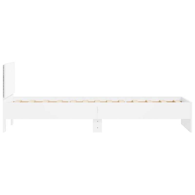 Bed Frame with Headboard and LED Lights White 90x190 cm