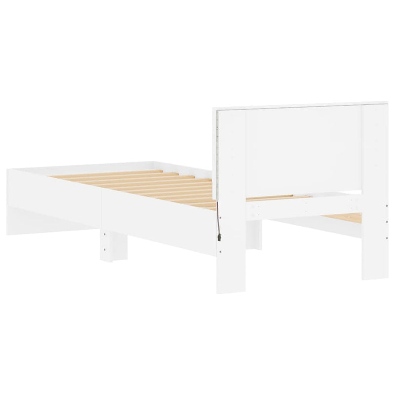 Bed Frame with Headboard and LED Lights White 90x190 cm