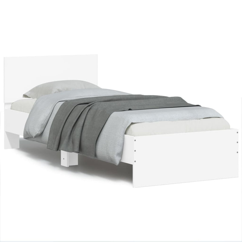 Bed Frame with Headboard and LED Lights White 90x190 cm