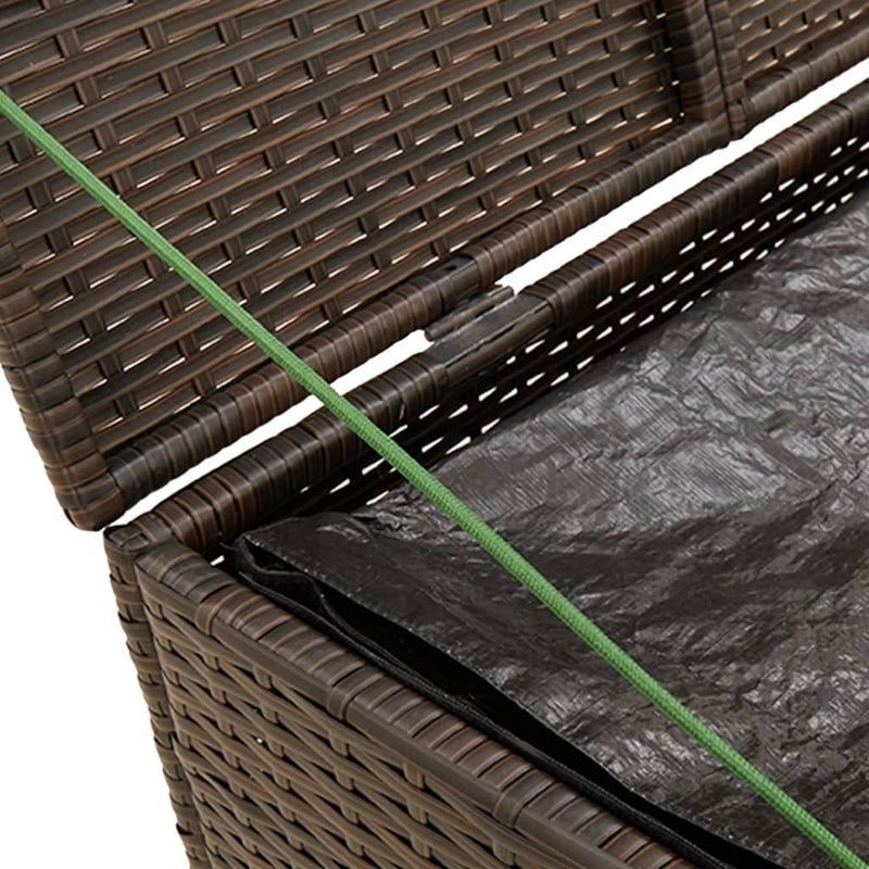 vidaXL Garden Storage Box Brown 291L Poly Rattan