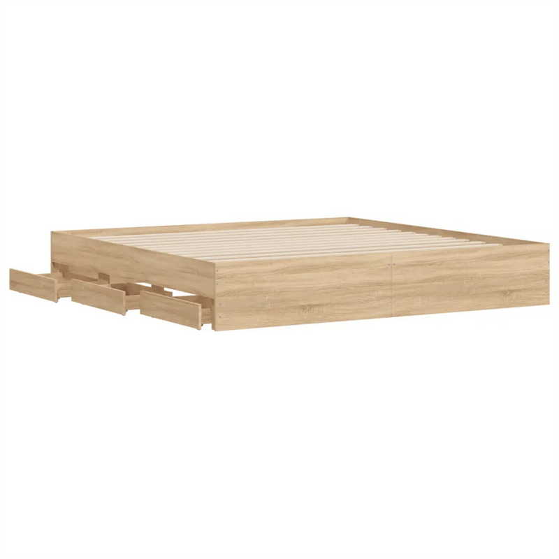 Bed Frame with Drawers without Mattress Sonoma Oak 180x200 cm